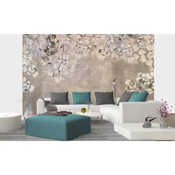 Fototapeta DIMEX | Samolepicí vliesová fototapeta na zeď Abstrakt béžové listy MA-5-0366 | 375 x 250 cm | béžová, hnědá + Samolepicí vliesová fototapeta na stěnu DIMEX Abstrakt béžové listy MA50366 v rozměru 375 x 250 cm