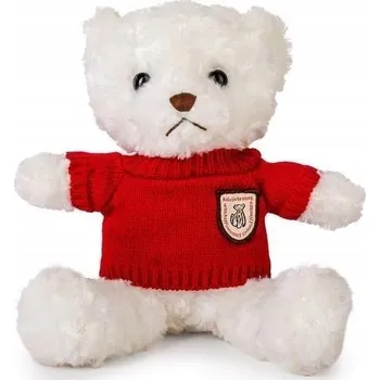 plyšák BÍLÝ MEDVÍDEK 22 CM V SVETRU / ČERVENÝ