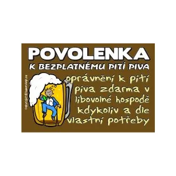 Žertovný předmět Povolenka k bezplatnému pití piva