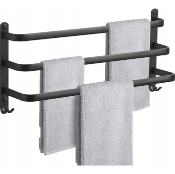 Věšák Nástěnný věšák na ručníky do koupelny 50 cm ČERNÝ