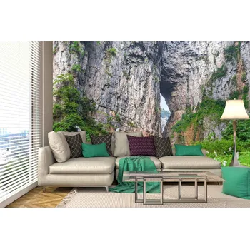 Fototapeta DIMEX | Samolepicí vliesová fototapeta na zeď Wulong Karst MA-5-1202 | 375 x 250 cm | zelená, hnědá, šedá + Samolepicí vliesová fototapeta na stěnu DIMEX Wulong Karst MA51202 v rozměru 375 x 250 cm