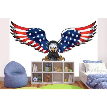Fototapeta DIMEX | Samolepicí vliesová fototapeta na zeď Americký orel s vlajkou MA-5-1493 | 375 x 250 cm | modrá, červená, bílá + Samolepicí vliesová fototapeta na stěnu DIMEX Americký orel s vlajkou MA51493 v rozměru 375 x 250 cm