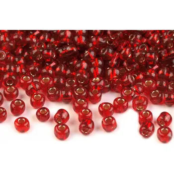 Módní doplněk Rokajl 6/0 - 4 mm s průtahem Balení: 50 g, Varianta: 25B červená jahoda - 8591149917769