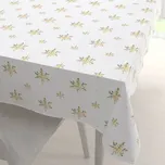 Teflonový obdélníkový ubrus TF-120 Zlato-modro-zelené vánoční vločky na bílém 100x160 cm