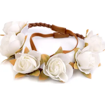 Pružná čelenka do vlasů s květy Balení: 1 ks, Varianta: 1 bílá - 8591149600548