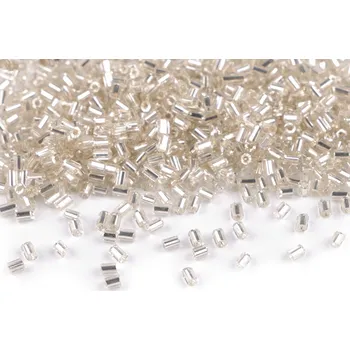 Korálek Rokajl sekaný 12/0 - 1,8 mm s průtahem Balení: 30 g, Varianta: H21 stříbrná - 8596475626385