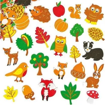 samolepka Pěnové samolepky – lesní zvířátka Woodland (100 ks) -