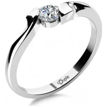 Prsten Couple, Zásnubní prsten Lyra, bílé zlato se zirkonem, vel. 51, prům. 16.2 mm, 585-68-1-4052.1B00.0.51.001