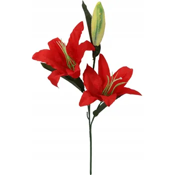 umělá květina Červená Umělá Větvička se Dvěma Liliemi a Poupatem 75cm UMĚLÉ KVĚTY