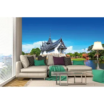 Fototapeta DIMEX | Samolepicí vliesová fototapeta na zeď Thajský chrám MA-5-1161 | 375 x 250 cm | zelená, modrá, bílá, šedá + Samolepicí vliesová fototapeta na stěnu DIMEX Thajský chrám MA51161 v rozměru 375 x 250 cm