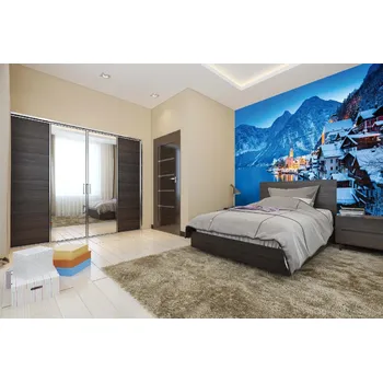 Fototapeta DIMEX | Samolepicí vliesová fototapeta na zeď Zima v Rakousku MA-5-1945 | 375 x 250 cm | modrá, bílá, žlutá, hnědá + Samolepicí vliesová fototapeta na stěnu DIMEX Zima v Rakousku MA51945 v rozměru 375 x 250 cm