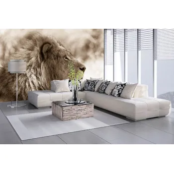 Fototapeta DIMEX | Samolepicí vliesová fototapeta na zeď Portrét lva MA-5-0608 | 375 x 250 cm | béžová, hnědá + Samolepicí vliesová fototapeta na stěnu DIMEX Portrét lva MA50608 v rozměru 375 x 250 cm