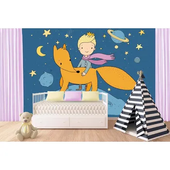 Fototapeta DIMEX | Samolepicí vliesová fototapeta na zeď Malý princ MA-5-1439 | 375 x 250 cm | modrá, žlutá, oranžová + Samolepicí vliesová fototapeta na stěnu DIMEX Malý princ MA51439 v rozměru 375 x 250 cm