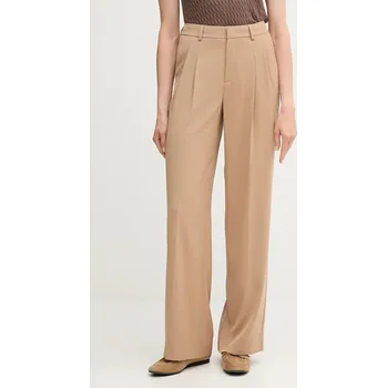 Dámské kalhoty Kalhoty OUI dámské, béžová barva, široké, high waist, 93766 80E, vel. 38