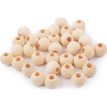 Korálek Dřevěné korálky nelakované Ø12 mm Balení: 20 g, Varianta: přírodní sv. - 8596475334174