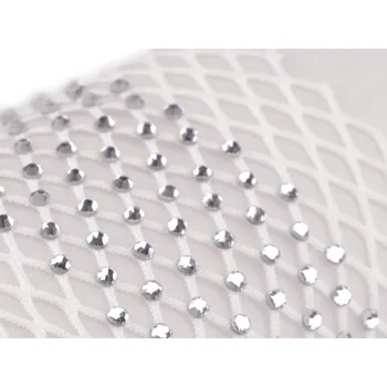 Pružná vsadka / síťovina / prýmek s broušenými kamínky šíře 75 mm Balení: 1 m, Varianta: 1 bílá crystal - 8596475514583