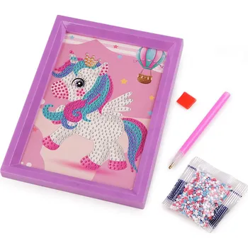 Dětské zboží Diamantové malování s rámečkem, kreativní sada Balení: 1 sada, Varianta: 6 náhodná barva jednorožec - 8596475496469