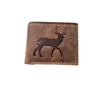 Peněženka ROBERTO Pánská kožená peněženka s motivem jelena, hnědá