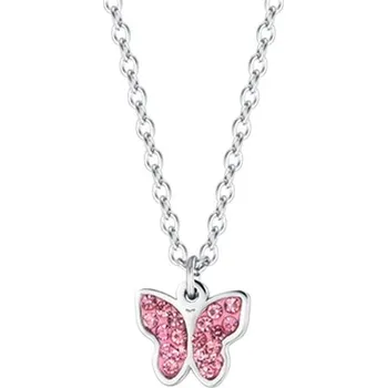 Náhrdelník Dívčí náhrdelník Luca Barra z chirurgické oceli s motýlkem 38+3 cm JC114