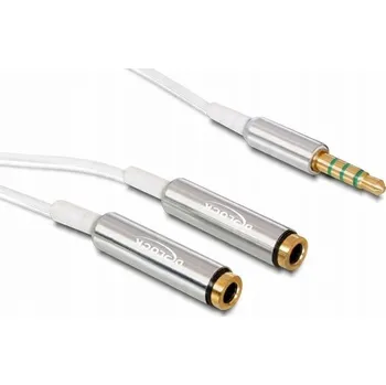 Audio kabel Rozbočovač 3,5mm samice (4pin) - 2x Jack 3,5mm samice (4pin)