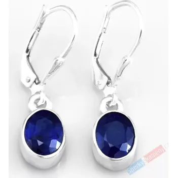 Náušnice Stříbrné náušnice (Ag 925/1000) s broušeným safírem QA, oválky cca 9 x 7 mm (SFF1214U)