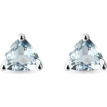 Náušnice Náušnice trilion z bílého zlata s akvamarínem KLENOTA