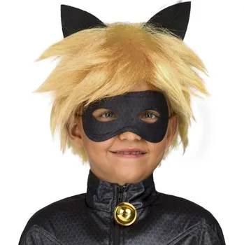 Karnevalová paruka Paruka a maska - Černý kocour - dětská