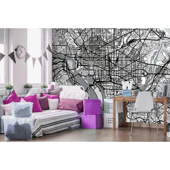 Fototapeta DIMEX | Samolepicí vliesová fototapeta na zeď Mapa Washingtonu D.C. MA-5-1522 | 375 x 250 cm | bílá, černá + Samolepicí vliesová fototapeta na stěnu DIMEX Mapa Washingtonu D.C. MA51522 v rozměru 375 x 250 cm