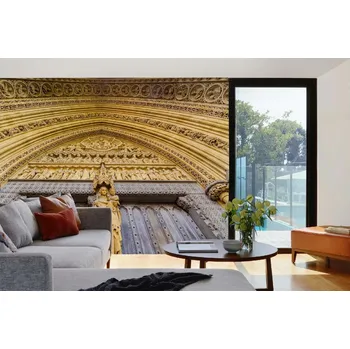 Fototapeta DIMEX | Samolepicí vliesová fototapeta na zeď Westminsterské opatství MA-5-0823 | 375 x 250 cm | žlutá, šedá + Samolepicí vliesová fototapeta na stěnu DIMEX Westminsterské opatství MA50823 v rozměru 375 x 250 cm