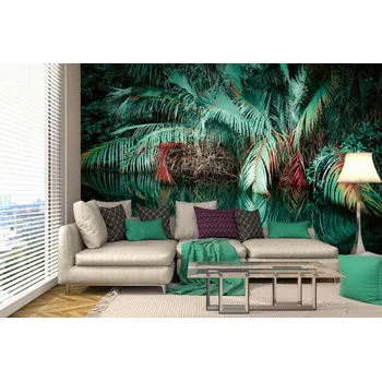 Fototapeta DIMEX | Samolepicí vliesová fototapeta na zeď Fantasy džungle MA-5-1592 | 375 x 250 cm | zelená, červená, černá + Samolepicí vliesová fototapeta na stěnu DIMEX Fantasy džungle MA51592 v rozměru 375 x 250 cm