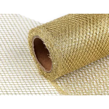 Dekorační stuha / síťka s lurexem šíře 15 cm Balení: 4.5 m, Varianta: 2 zlatá sv. - 8591149469206
