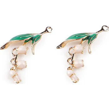 Přívěsek Kovový přívěsek / taháček na zip srdce, konvalinka Balení: 2 ks, Varianta: 1 bílá konvalinka - 8596475516150