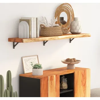 Psací stůl vidaXL Nástěnná police 120x30x2,5cm obdélník masivní akácie živá hrana [370242] Barva: Přírodní