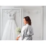 Saténový župan pro nevěsty s aplikací Balení: 1 ks, Varianta: 1 (CZ) Off White - 8596475485630