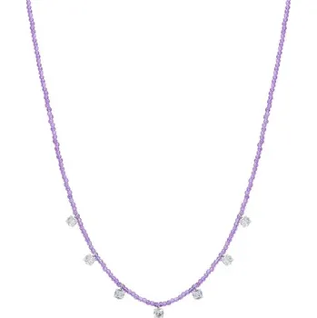 Náhrdelník Náhrdelník Luca Barra z chirurgické oceli s fialovými krystaly a zirkony 40-45 cm CK2025