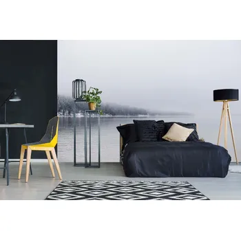 Fototapeta DIMEX | Samolepicí vliesová fototapeta na zeď Skály a mlhavý den MA-5-1955 | 375 x 250 cm | bílá, šedá + Samolepicí vliesová fototapeta na stěnu DIMEX Skály a mlhavý den MA51955 v rozměru 375 x 250 cm