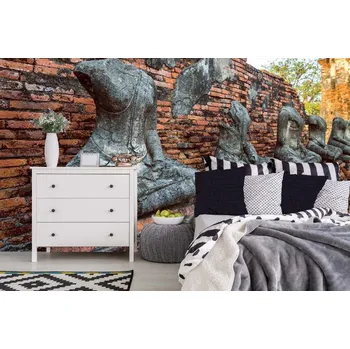 Fototapeta DIMEX | Samolepicí vliesová fototapeta na zeď Socha Buddhy MA-5-1676 | 375 x 250 cm | černá, hnědá, šedá + Samolepicí vliesová fototapeta na stěnu DIMEX Socha Buddhy MA51676 v rozměru 375 x 250 cm