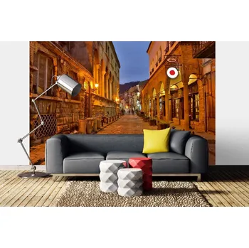 Fototapeta DIMEX | Samolepicí vliesová fototapeta na zeď Staré historické město MA-5-0756 | 375 x 250 cm | modrá, žlutá, hnědá + Samolepicí vliesová fototapeta na stěnu DIMEX Staré historické město MA50756 v rozměru 375 x 250 cm