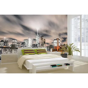 Fototapeta DIMEX | Samolepicí vliesová fototapeta na zeď Manhattan MA-5-0764 | 375 x 250 cm | černá, oranžová, šedá + Samolepicí vliesová fototapeta na stěnu DIMEX Manhattan MA50764 v rozměru 375 x 250 cm