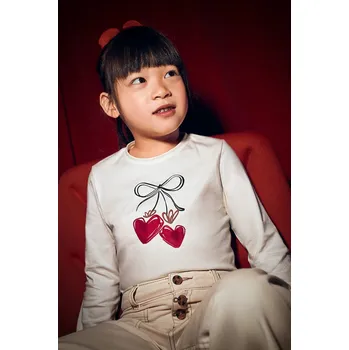 Bavlněné tričko s dlouhým rukávem Mayoral 4008.6F.Mini.9BYA červená 33X, vel. 110