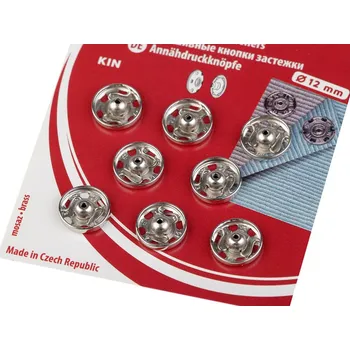 Kovové patentky / stiskací knoflíky Balení: 1 karta, Varianta: 3/12 mm 4 nikl - 8590265100994