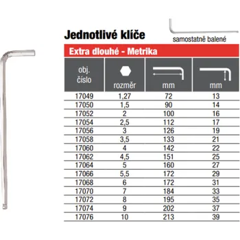 Klíč BONDHUS L.-klíč 8.0mm chrom 17072