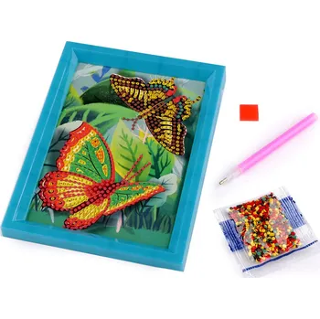 Diamantové malování Diamantové malování s rámečkem, kreativní sada Balení: 1 sada, Varianta: 2 náhodná barva motýl - 8596475496384