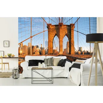 Fototapeta DIMEX | Samolepicí vliesová fototapeta na zeď Brooklyn Bridge panorama MA-5-0763 | 375 x 250 cm | modrá, černá, hnědá + Samolepicí vliesová fototapeta na stěnu DIMEX Brooklyn Bridge panorama MA50763 v rozměru 375 x 250 cm