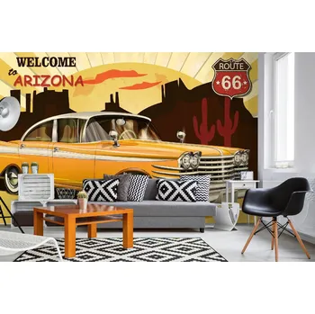 Fototapeta DIMEX | Samolepicí vliesová fototapeta na zeď Arizonský retro plakát MA-5-2083 | 375 x 250 cm | červená, černá, žlutá, hnědá + Samolepicí vliesová fototapeta na stěnu DIMEX Arizonský retro plakát MA52083 v rozměru 375 x 250 cm