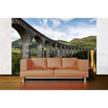 Fototapeta DIMEX | Samolepicí vliesová fototapeta na zeď Skotská krajina MA-5-0648 | 375 x 250 cm | zelená, modrá, bílá, šedá + Samolepicí vliesová fototapeta na stěnu DIMEX Skotská krajina MA50648 v rozměru 375 x 250 cm