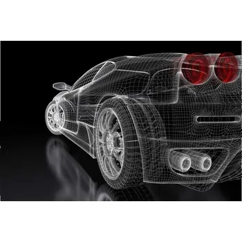 Fototapeta DIMEX | Samolepicí vliesová fototapeta na zeď Tmavý model auta MA-5-0315 | 375 x 250 cm | červená, bílá, černá + Samolepicí vliesová fototapeta na stěnu DIMEX Tmavý model auta MA50315 v rozměru 375 x 250 cm