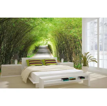 Fototapeta DIMEX | Samolepicí vliesová fototapeta na zeď Bambusová cesta MA-5-1881 | 375 x 250 cm | zelená, šedá + Samolepicí vliesová fototapeta na stěnu DIMEX Bambusová cesta MA51881 v rozměru 375 x 250 cm