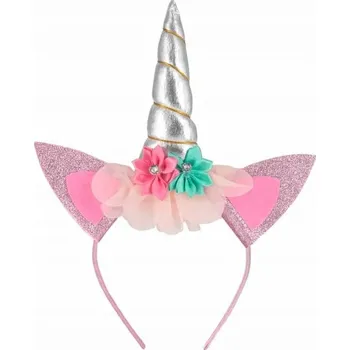 Čelenka ČELENKA třpytivá JEDNOROŽEC STŘÍBRNÝ ROH kostým