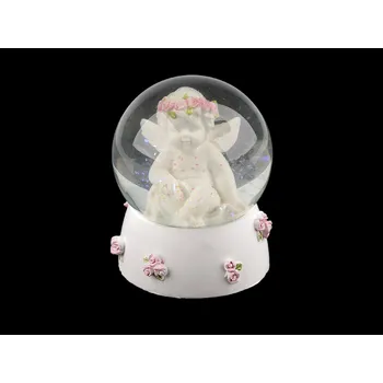 Vánoce Sněžítko anděl Ø6,5 cm Balení: 1 ks, Varianta: 2 bílá - 8596475651325